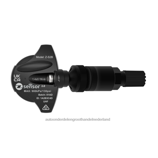 Abarth oe vervangende tpms-sensor - oe p/n bhb637140 freq 433mhz- auto-onderdelen Almelo - FTBXV1518 metalen klepsteel - zwart
